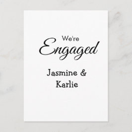 Wir sind verlobtes Paar Name romantisch stilvoll e Postkarte