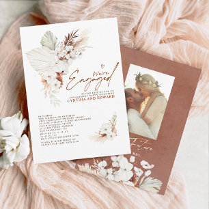 Wir sind Verlobtes Terracotta Engagement Party Fot Einladung