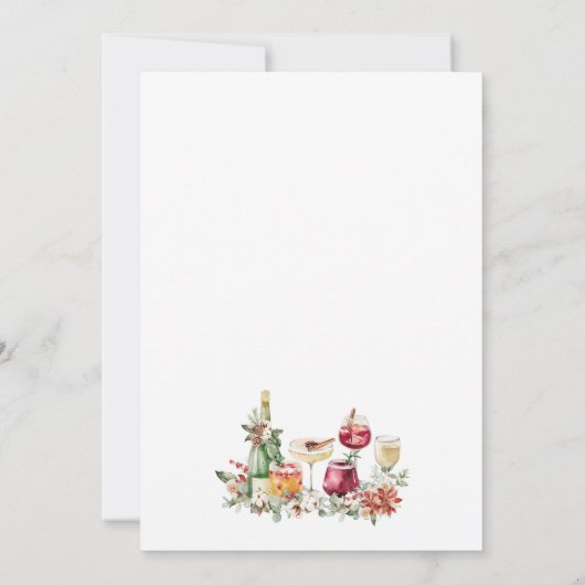 Wir sind Verlobtes Weihnachtscocktail Hand Drawn P Einladung (Rückseite)