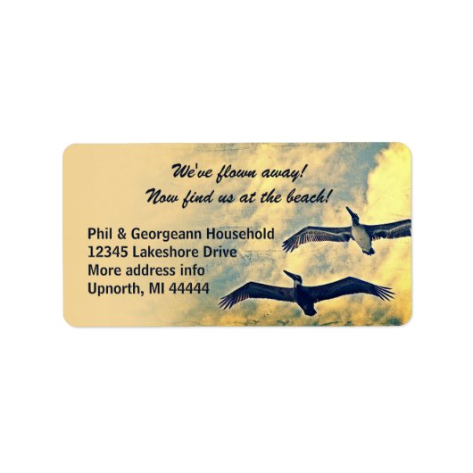 Wir sind weggeflogen! Neue Adresse für fliegende P Adressaufkleber (Vorne)