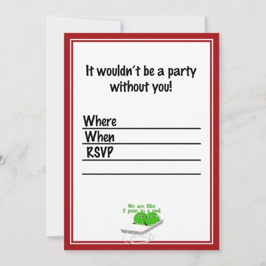 Wir sind wie zwei Erbsen in einem Pod Einladung (Rückseite)