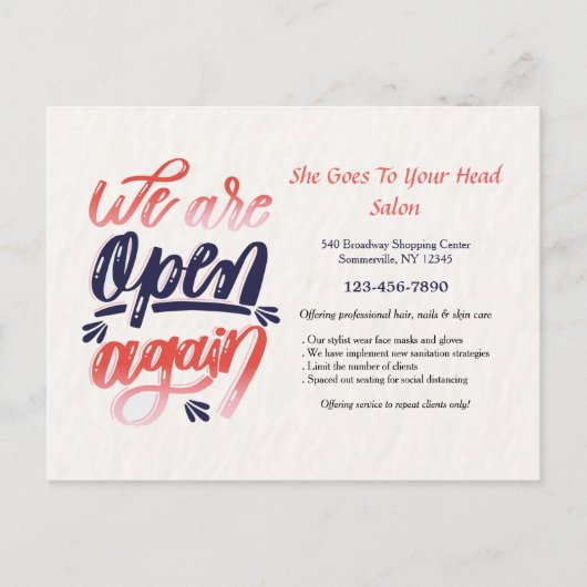 Wir sind wieder offen Postkarte (Vorderseite)