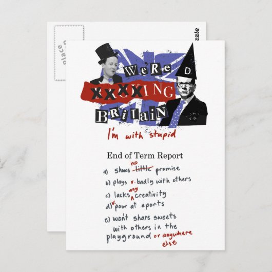 wir sind xxxx Großbritannien, ich bin mit dumm Postkarte (Vorne/Hinten)