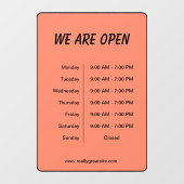 Wir sind zu den Öffnungszeiten Business Time Black Fensteraufkleber (Blatt)