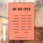 Wir sind zu den Öffnungszeiten Business Time Black Fensteraufkleber (Blatt 2)