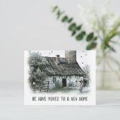 Wir sind zu einer neuen Zuhause übergegangen | Lan Ankündigungspostkarte (Stehend Vorderseite)