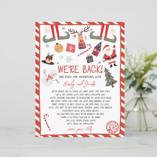 Wir sind zurück Elf Ankunft Letter Elves Weihnacht (Stehend Vorderseite)