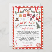 Wir sind zurück Elfen Ankunft Brief Hallo Weihnach Einladung (Vorderseite)