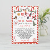 Wir sind zurück Elfen Ankunft Brief Hallo Weihnach Einladung (Stehend Vorderseite)