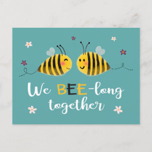 Wir sind zusammen mit Bienen und Blume Valentine Feiertagspostkarte