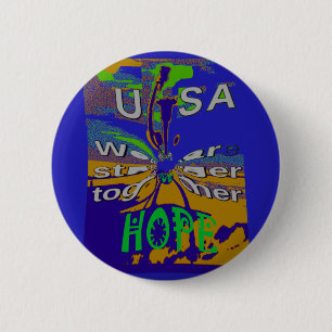Wir sind zusammen stärker witzig USA Hope Patterns Button