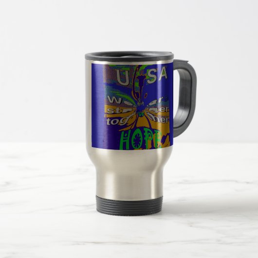 Wir sind zusammen stärker witzig USA Hope Patterns Reisebecher (VorderseiteRechts)