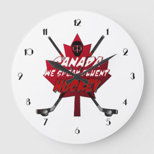 Wir sprechen fließend Hockey Canada Spaß Clock Große Wanduhr