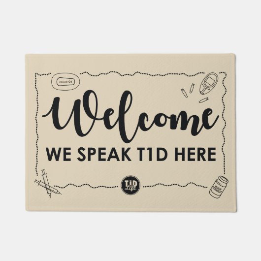 Wir sprechen T1d (Schwarzes/Sand) Fußmatte (Vorderseite)