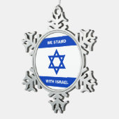 Wir stehen für Israel-Zoll-Text Israel-Flagge Schneeflocken Zinn-Ornament (Rechts)