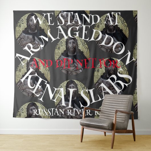 WIR STEHEN IN ARMAGEDDON UND DIP NET SALMON WANDTEPPICH (Beispiel (Horizontal))