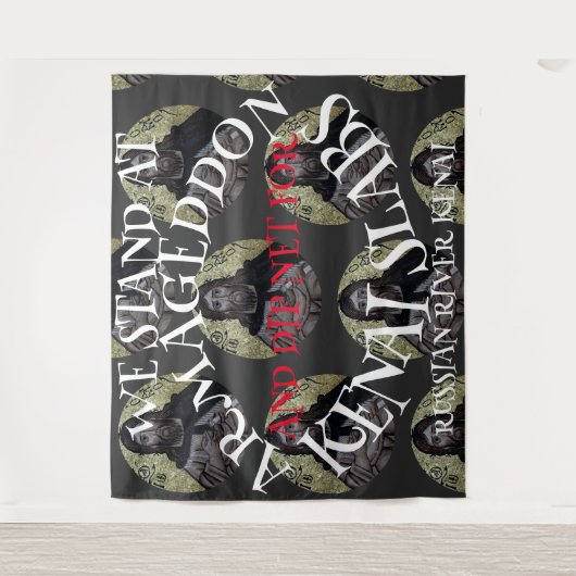 WIR STEHEN IN ARMAGEDDON UND DIP NET SALMON WANDTEPPICH (Vorderseite)