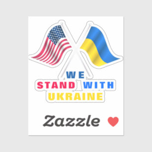Wir stehen mit der Ukraine - US-Flagge - ukrainisc Aufkleber