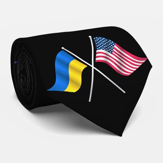 Wir stehen mit der Ukraine - US-Flagge - ukrainisc Krawatte (Gerollt)