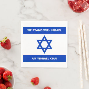 Wir stehen mit Israel Am Yisrael Chai Israel Flagg Serviette