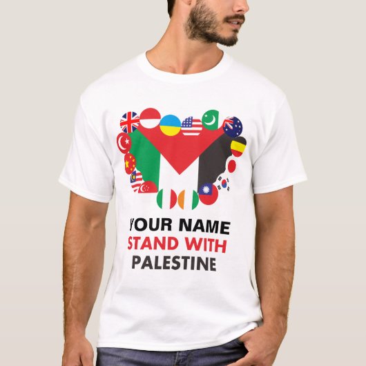Wir stehen mit Palästina T-Shirt (Vorderseite)