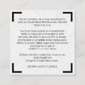 Wir stellen ein quadratische visitenkarte (Rückseite)