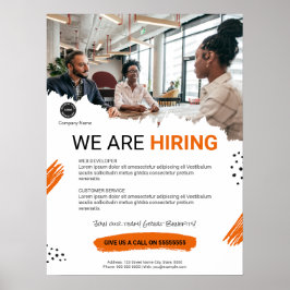 Wir stellen Mitarbeiter mit dem Logo "Custom Busin Poster