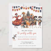 Wir sterben mit dem Party | Los Muertos Halloween- Einladung (Vorderseite)