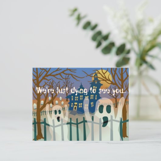 Wir sterben nur an Halloween-Einladung Einladungspostkarte (Stehend Vorderseite)