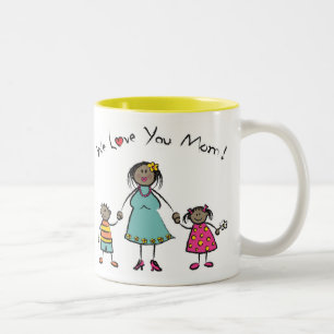 Wir Tag der Liebe-Sie Mama-Cartoon-Familien-der Zweifarbige Tasse
