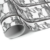 "Wir tanzen mit Todes" schwarze Pest-Packpapier Geschenkpapier (Rolleneckpunkt)