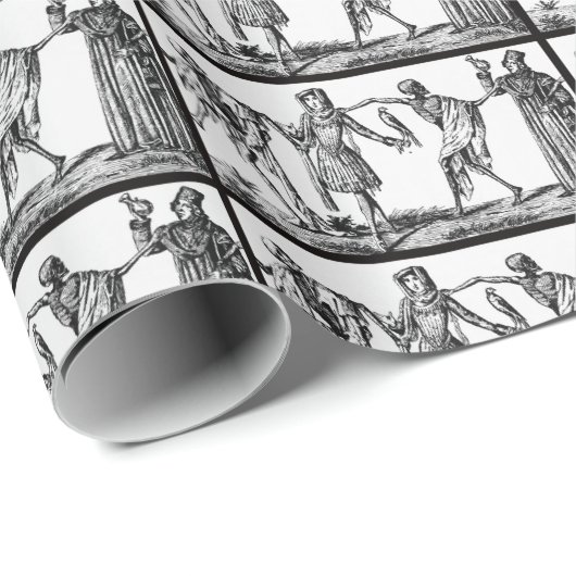 "Wir tanzen mit Todes" schwarze Pest-Packpapier Geschenkpapier (Rolleneckpunkt)