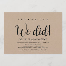 Wir taten es, Einladungen zum Hochzeitsfeier-Empfa