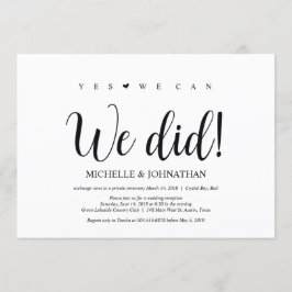 Wir taten es, Einladungen zum Hochzeitsfeier-Empfa