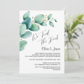 Wir tippen den Knot Eukalyptus-Blätter Foto Empfan Einladung (Stehend Vorderseite)