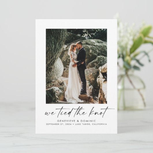 Wir tippten das Foto des Knotens auf Elopement/Hoc Ankündigung (Stehend Vorderseite)