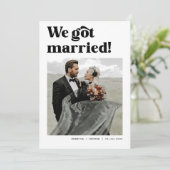 Wir tippten das knot Bold Retro-Hochzeitsfest-Foto Ankündigung (Stehend Vorderseite)