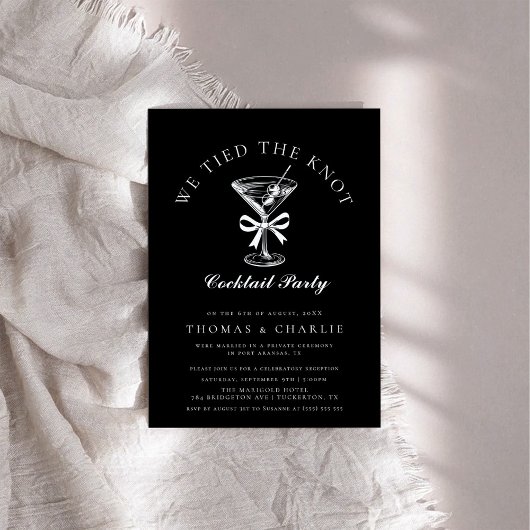 Wir tippten das Knot Cocktail Party Black Wedding Einladung