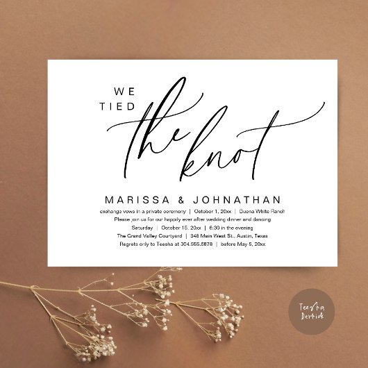 Wir tippten das knot-romantische Hochzeitsessen Einladung