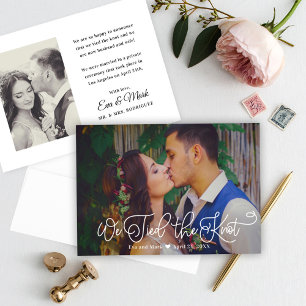 Wir tippten das Knot White Script Wedding Foto Ankündigung