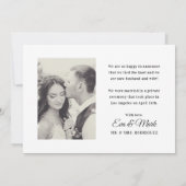 Wir tippten das Knot White Script Wedding Foto Ankündigung (Rückseite)