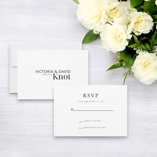 Wir tippten den Knoten Elopement / Hochzeitsempfan RSVP Karte
