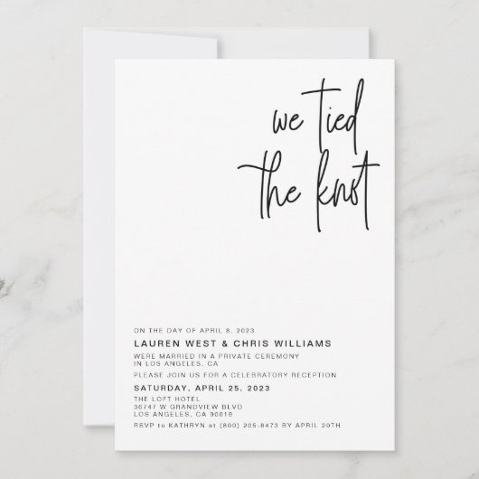 Wir tippten die Einladung zur Hochzeitsempfehlung  (Vorderseite)