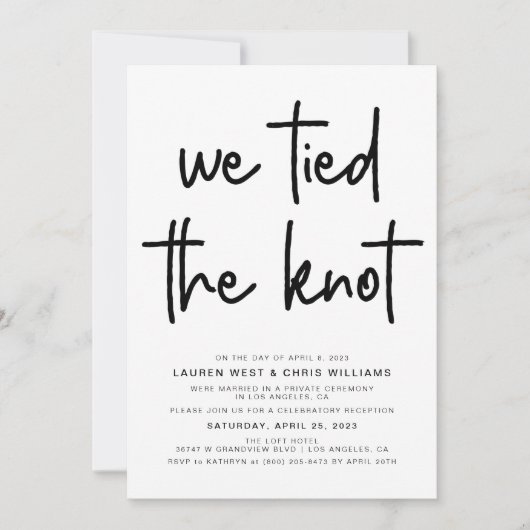 Wir tippten die Einladung zur Hochzeitsempfehlung (Vorderseite)