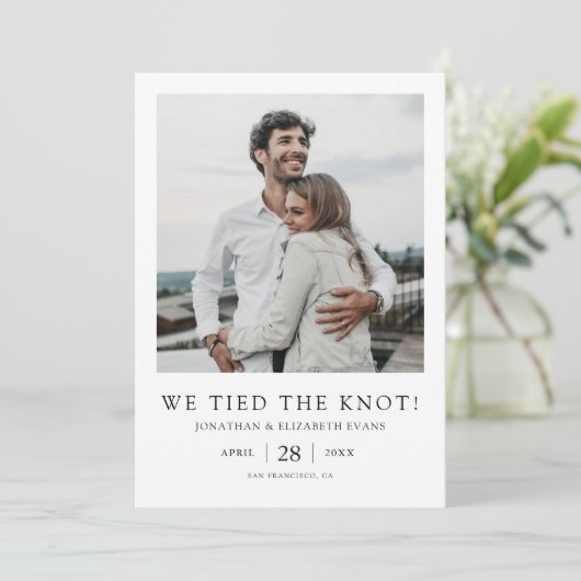 Wir tippten die Hochzeit des Knot-Modernen Fotos Ankündigung (Stehend Vorderseite)