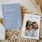 Wir tippten die Knot Dusty Blue Foto Post Hochzeit Einladung