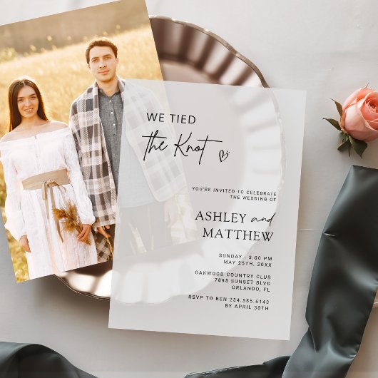 Wir tippten die Knot Modern Script Hochzeit Pergament Einladungen