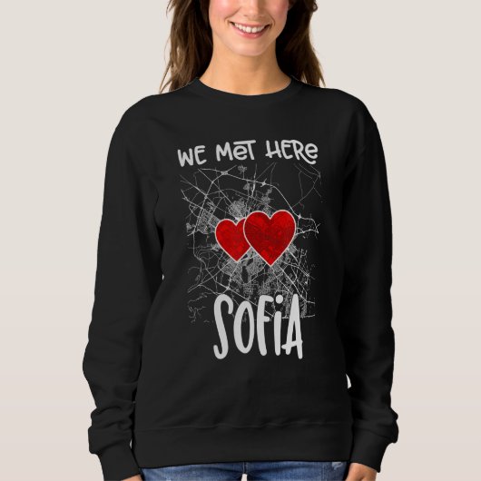 Wir trafen uns hier Sofia Hearted Map Sweatshirt (Vorderseite)