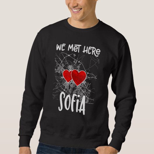 Wir trafen uns hier Sofia Hearted Map Sweatshirt (Vorderseite)