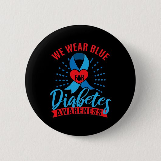 Wir tragen Blau für Diabetes-Bewusstsein  Button (Vorderseite)